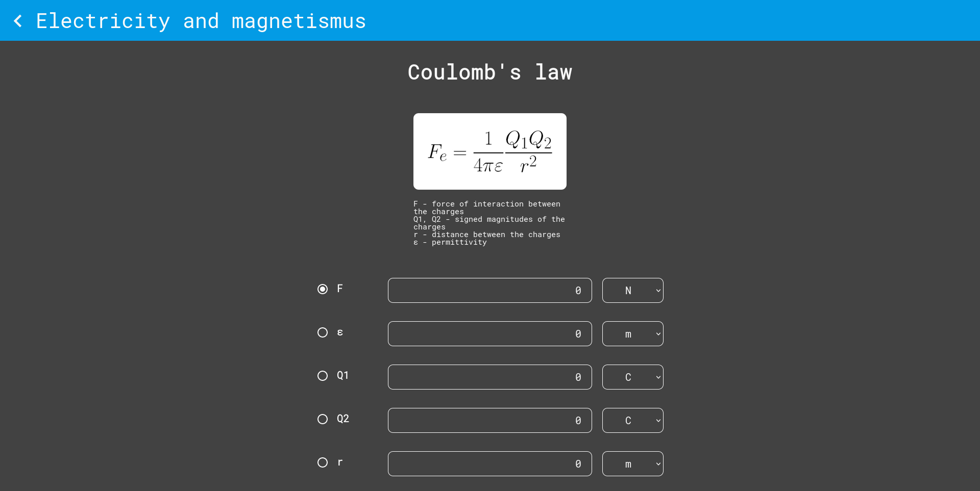 Main screen